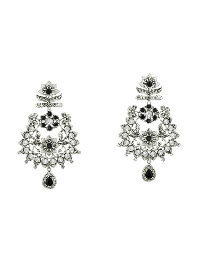 silver metal drop earring