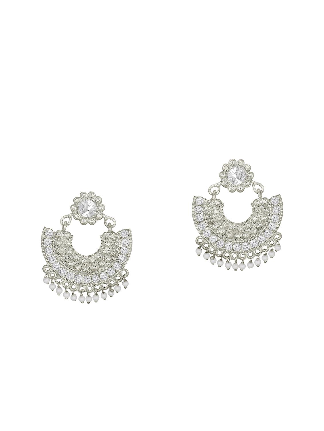 silver metal chandballi earring - 16016856 -  Zoom Image - 0