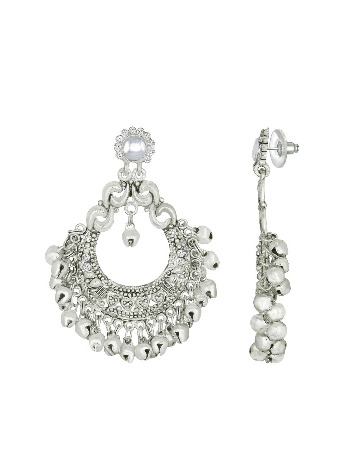 silver metal chandballi earring - 16016857 - Standard Image - 1