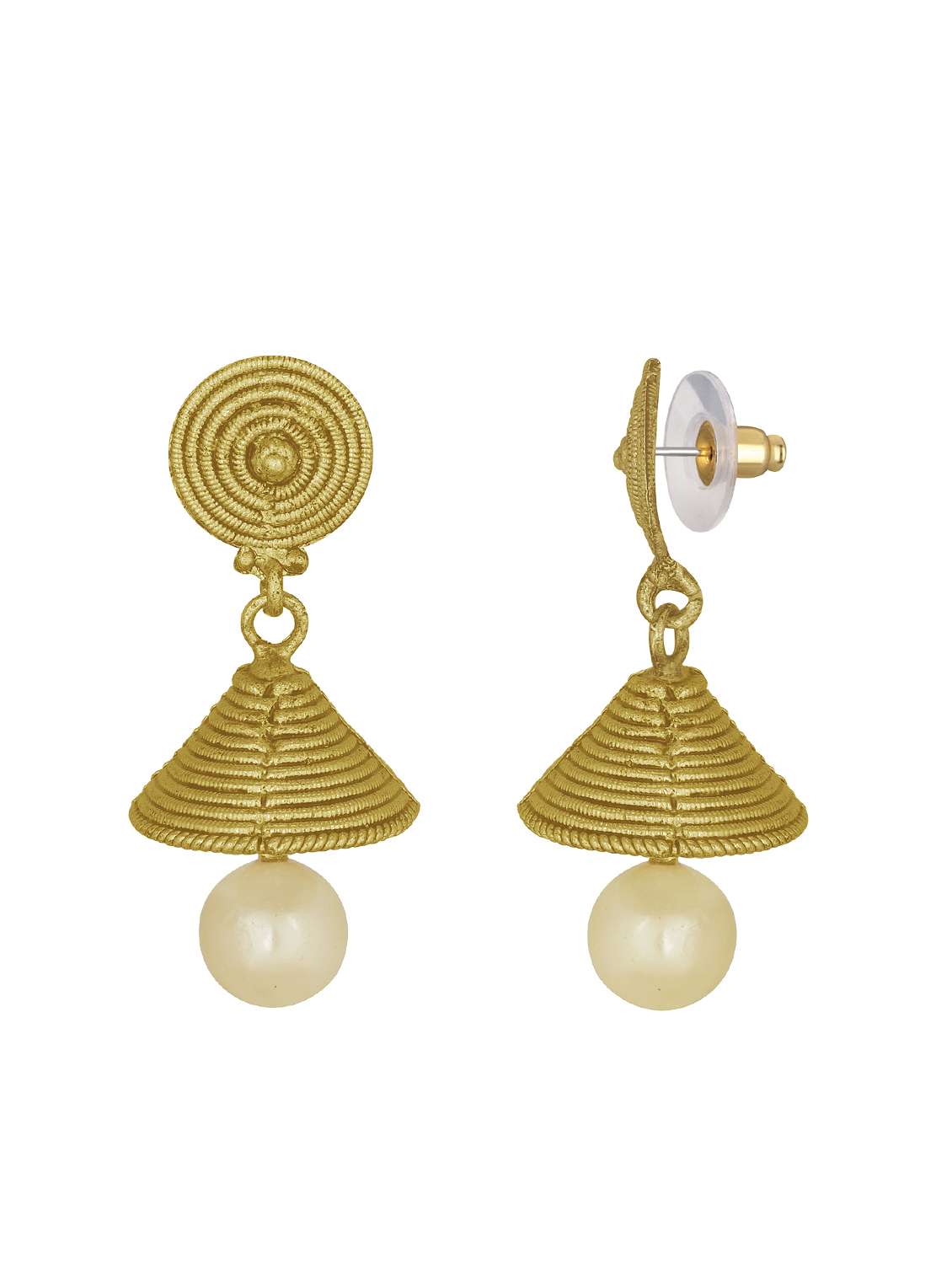 gold metal jhumka earring - 16016859 -  Standard Image - 1