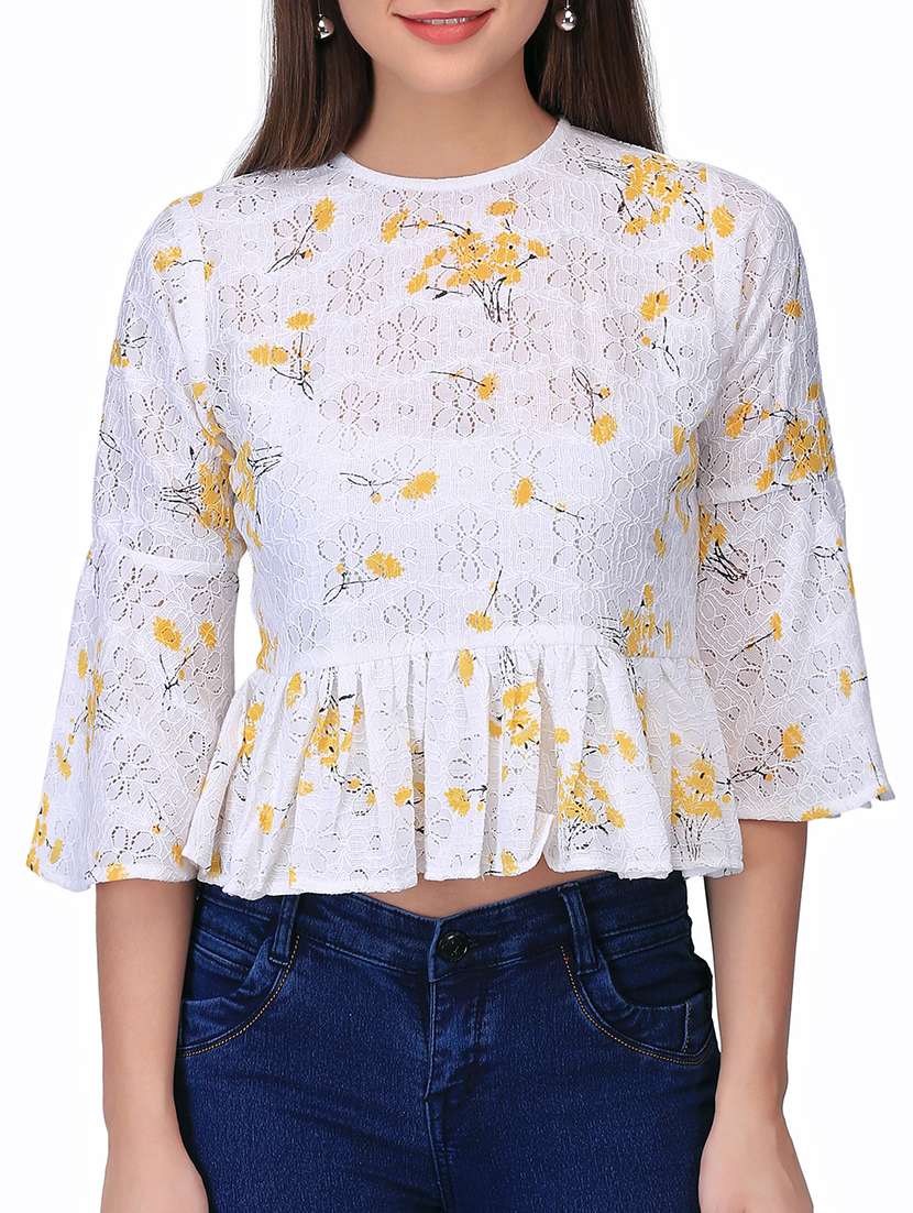 women's peplum crew neck top
