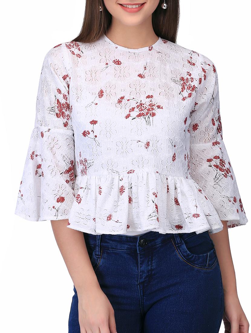 women's peplum round neck top - 16017051 - Zoom Image - 0