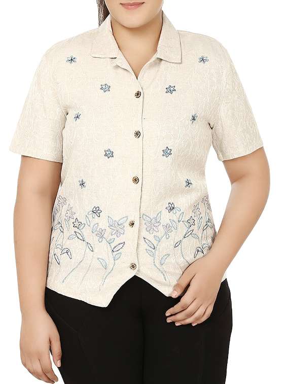 floral embroidered plus shirt
