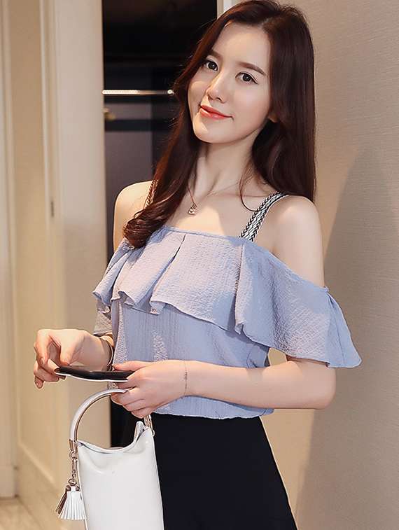 ruffled cold shoulder top