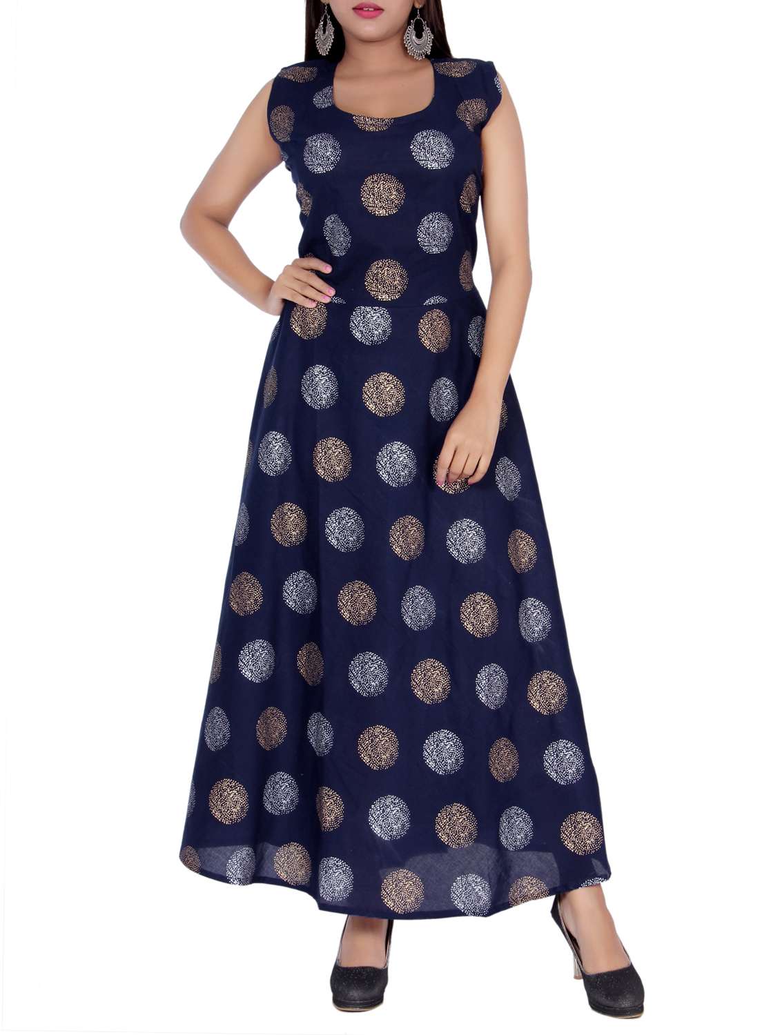 foil print flared kurta