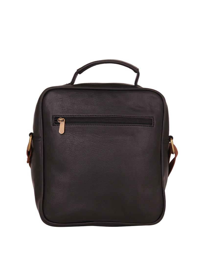 black leatherette (pu) messenger bag - 16017929 - Standard Image - 1