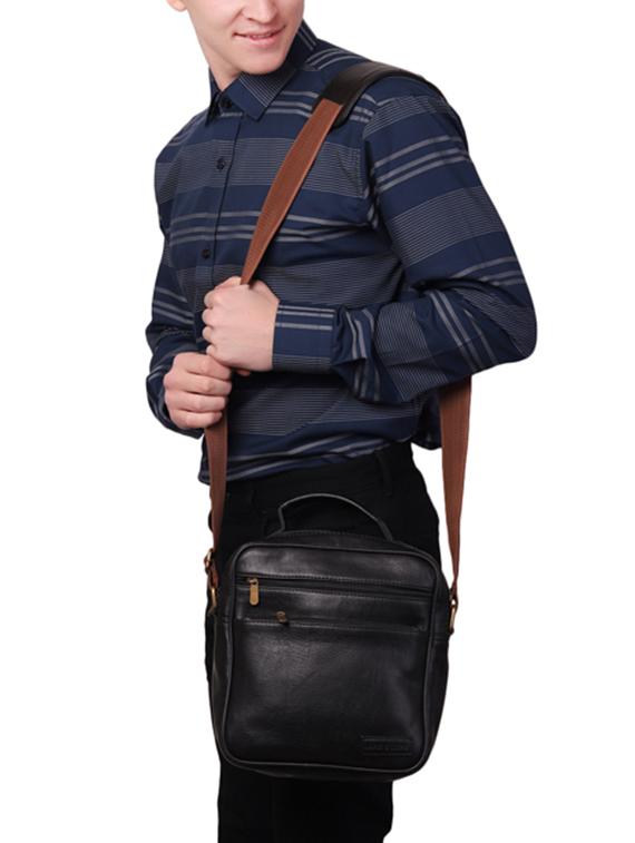 black leatherette (pu) messenger bag - 16017929 - Standard Image - 4