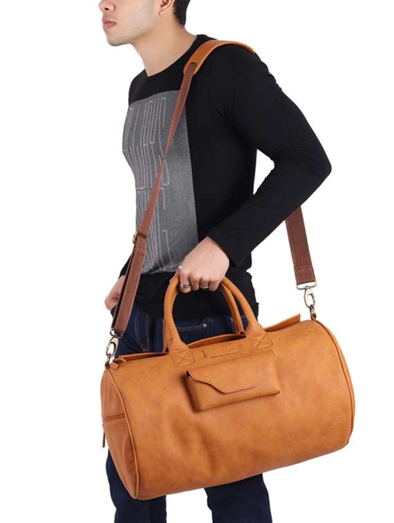 brown leatherette (pu) dufflebag - 16017934 -  Standard Image - 4