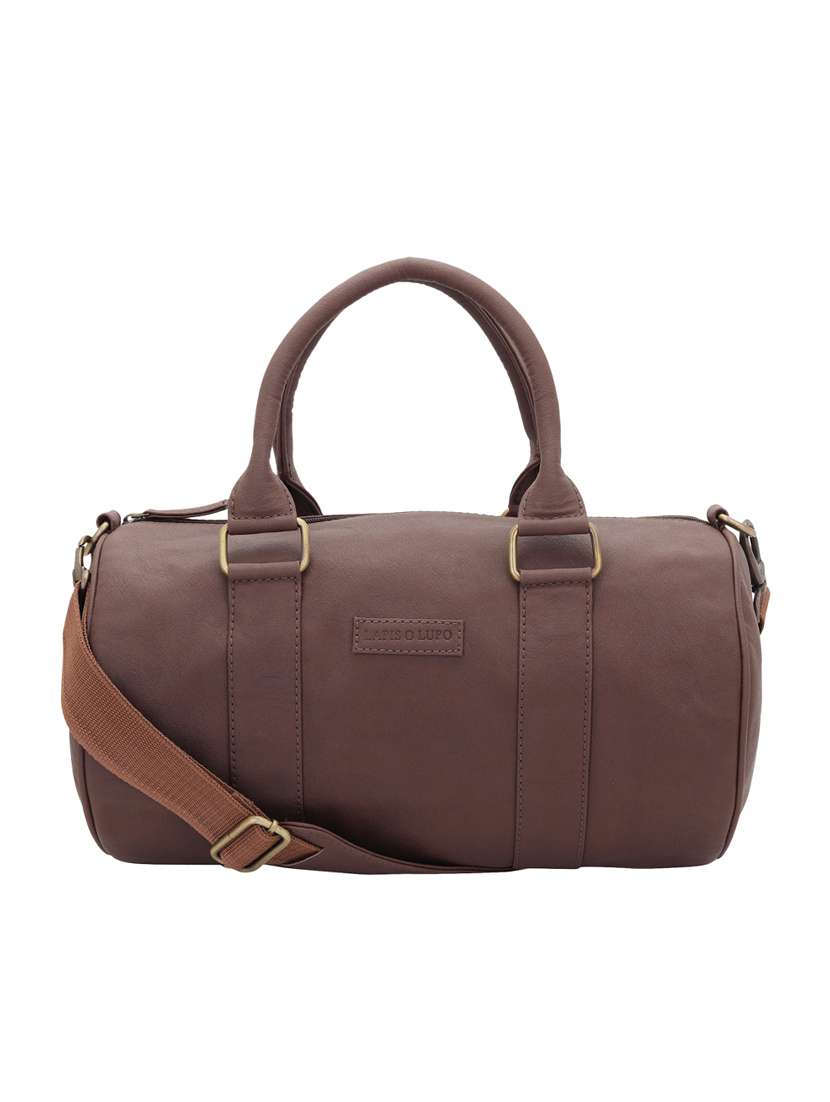 brown leatherette (pu) dufflebag