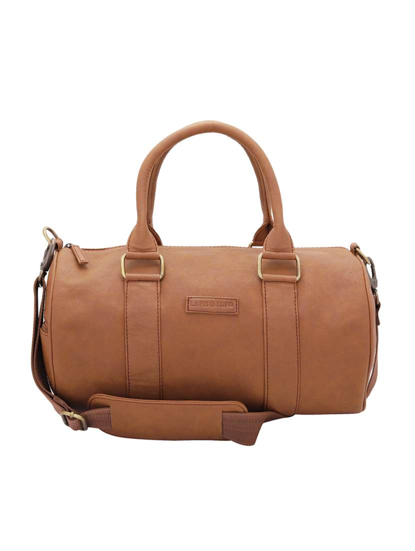 brown leatherette (pu) dufflebag