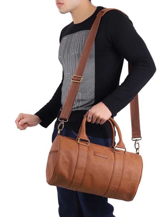 brown leatherette (pu) dufflebag - 16017939 -  Standard Image - 4
