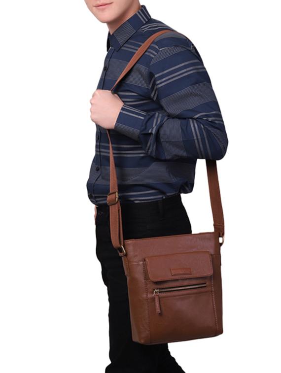 tan leatherette (pu) messenger bag - 16017972 - Standard Image - 4
