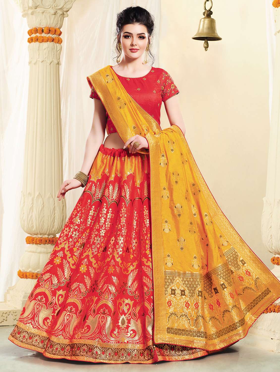 foil print a-line lehenga