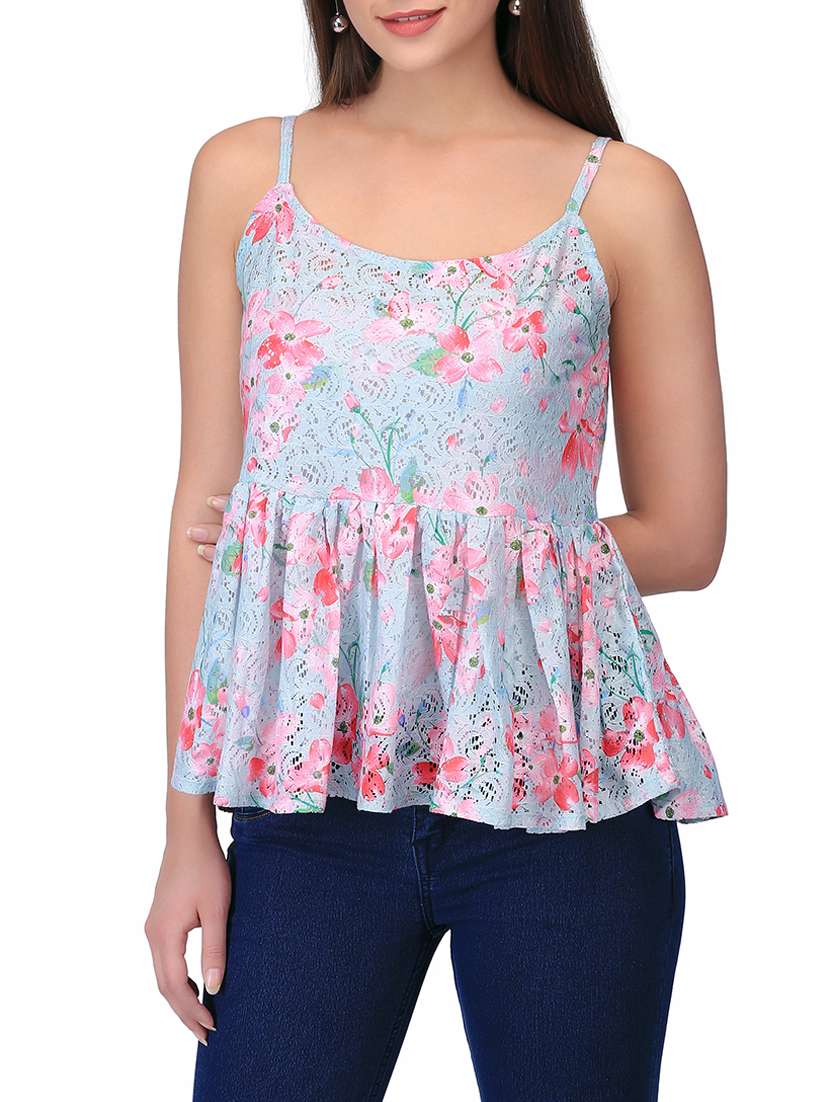 women's peplum round neck top