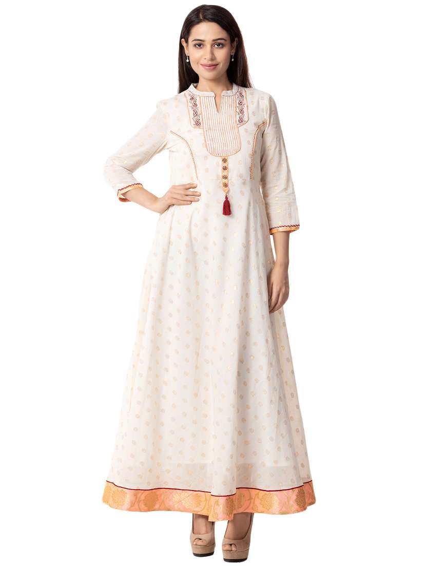 yoke detail a-line kurta with tassels