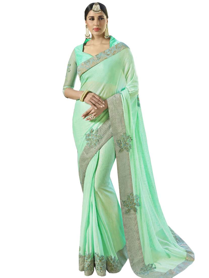 patchwork embroidered saree with blouse