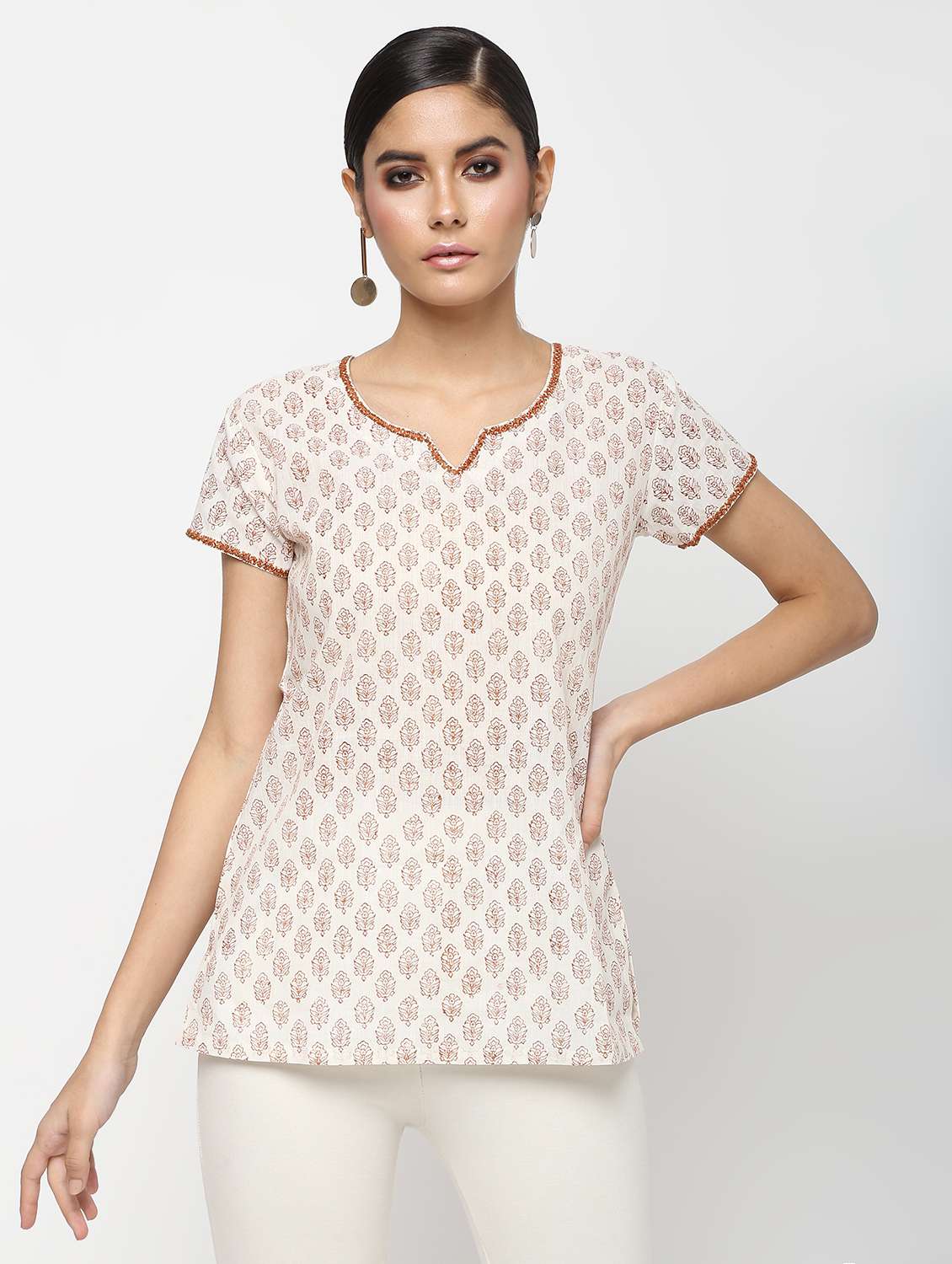 block printed straight kurti