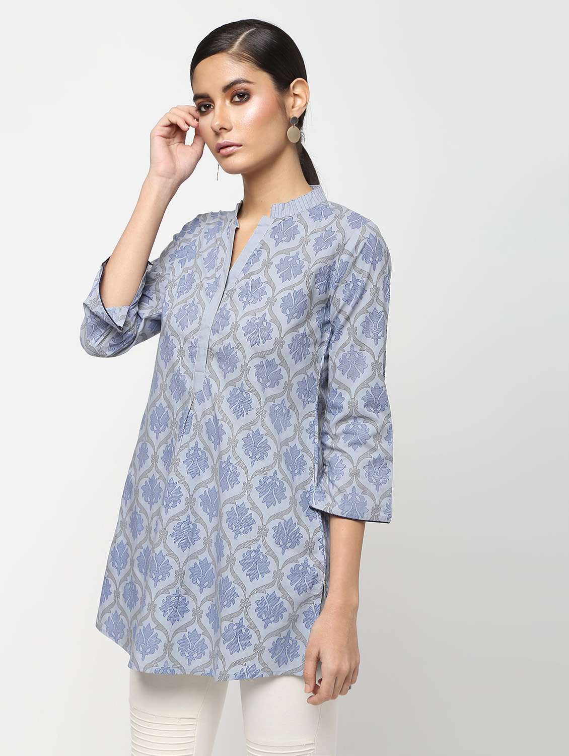 block printed straight kurti