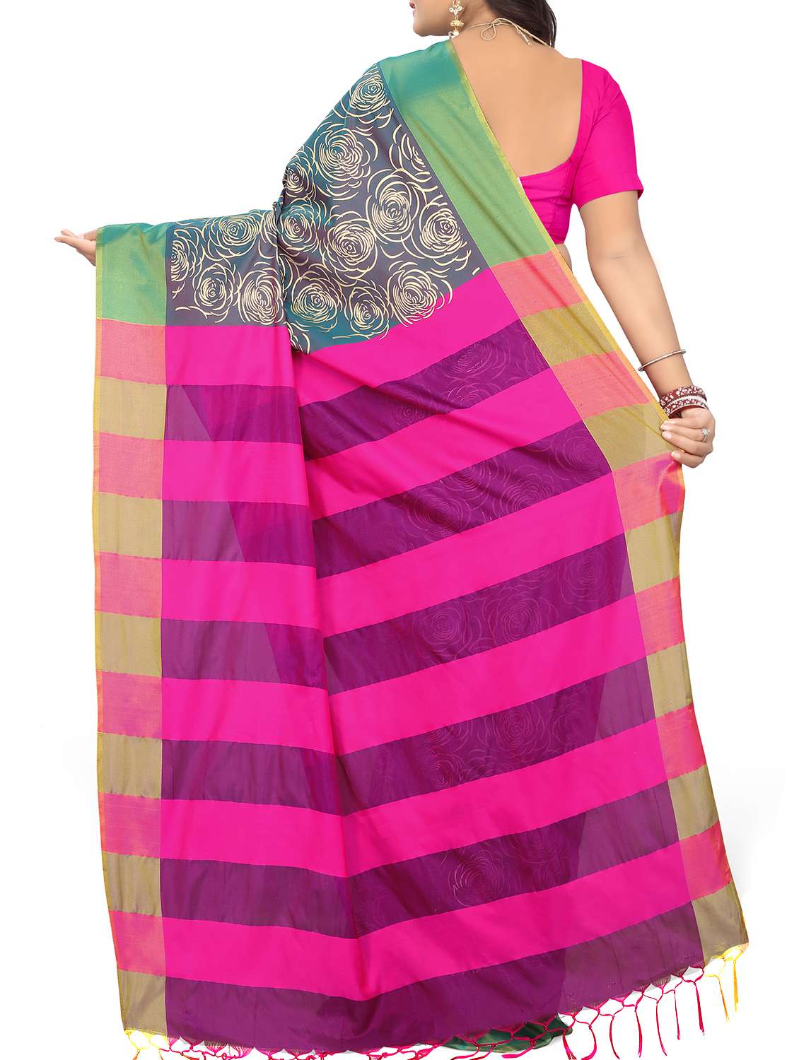 women's floral multi colored saree with blouse - 16030182 -  Standard Image - 1