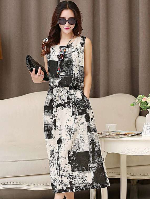 pocket detail drawstring blouson dress