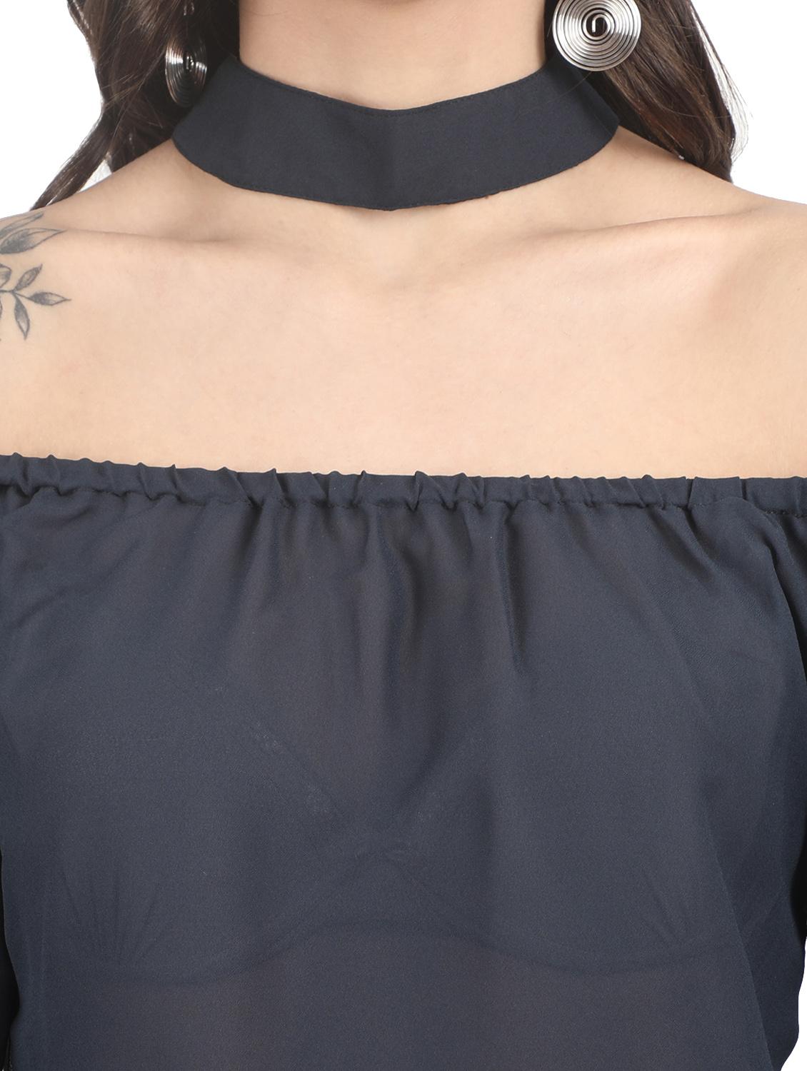 choker neck bell sleeved top - 16030443 - Standard Image - 4