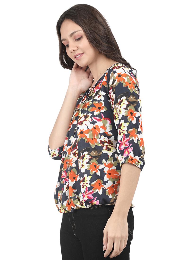 floral pleated blouson top - 16030444 -  Standard Image - 1
