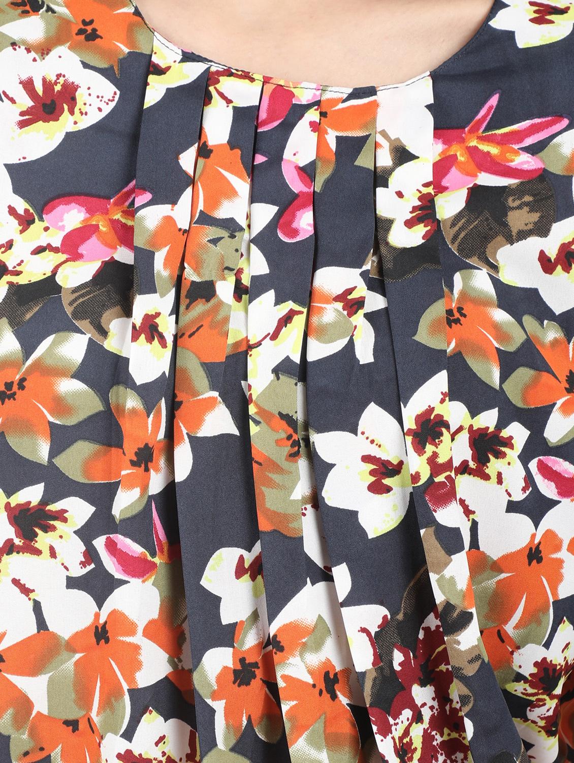 floral pleated blouson top - 16030444 - Standard Image - 4