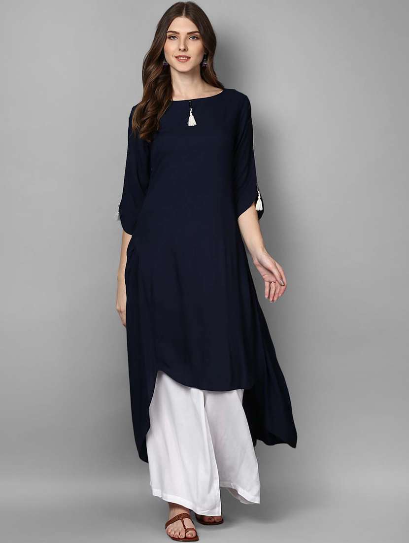 solid high low kurta