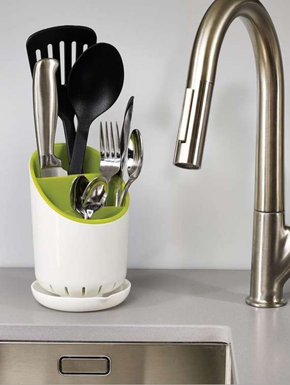 multiutility cutlery organizer with easy drain - pink