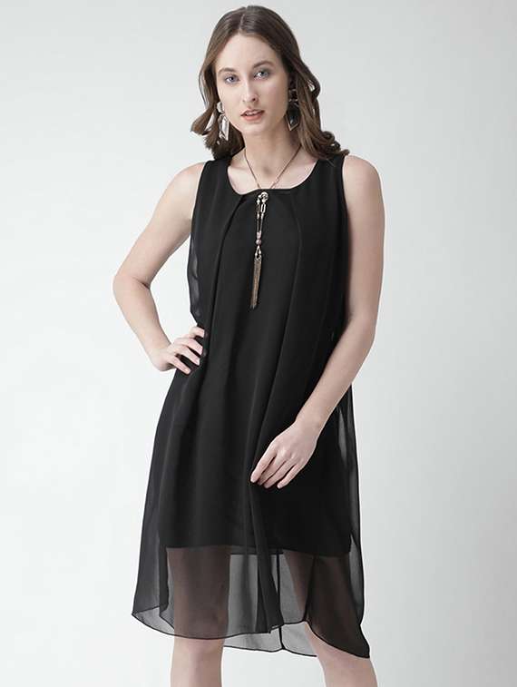 cut out back layered dress