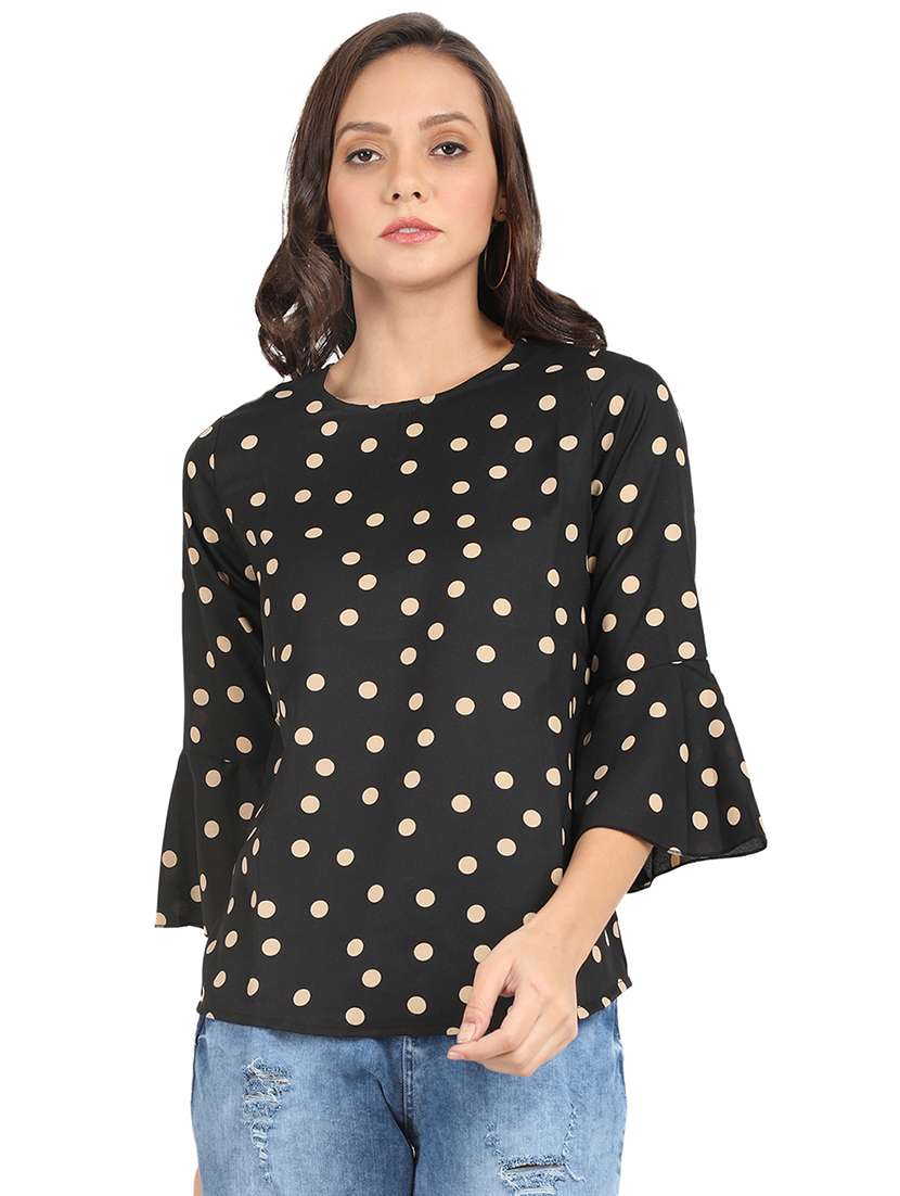 bell sleeved polka dots top