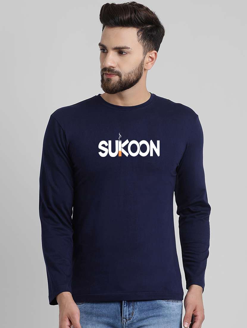 navy blue typographic chest print t-shirt