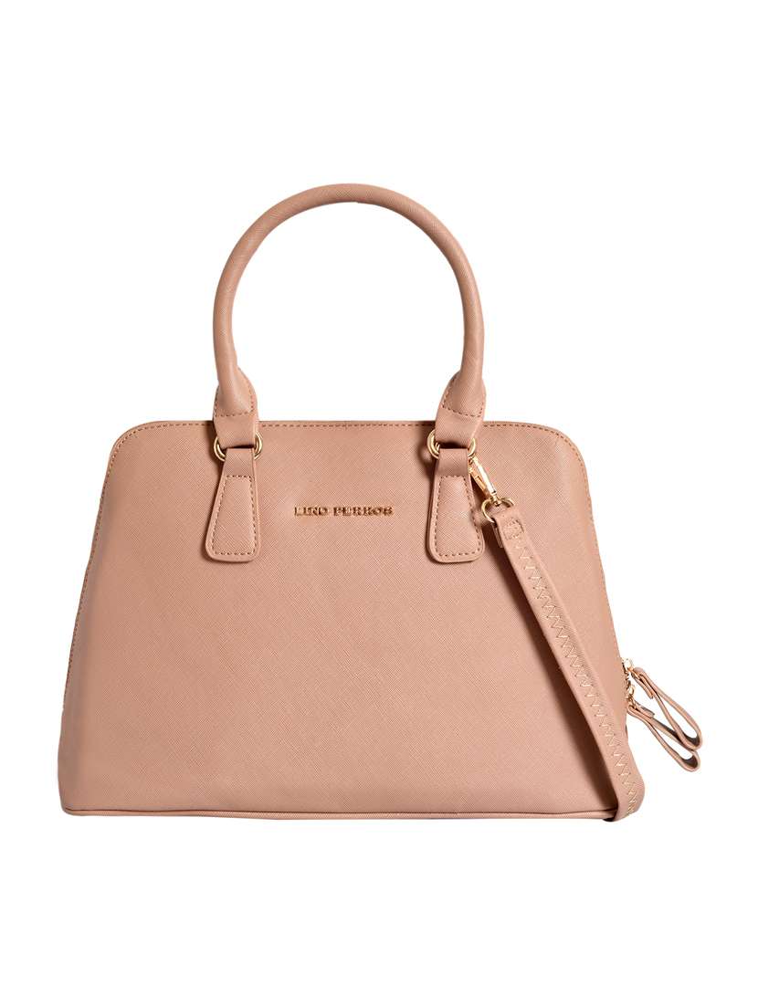 pink leatherette (pu) satchel