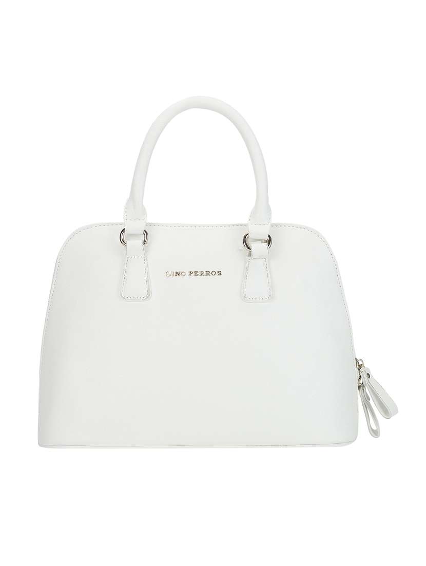 white leatherette (pu) satchel