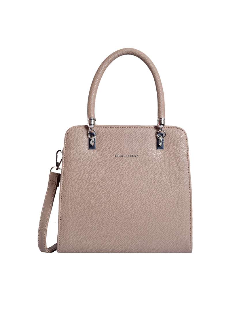 beige leatherette (pu) satchel