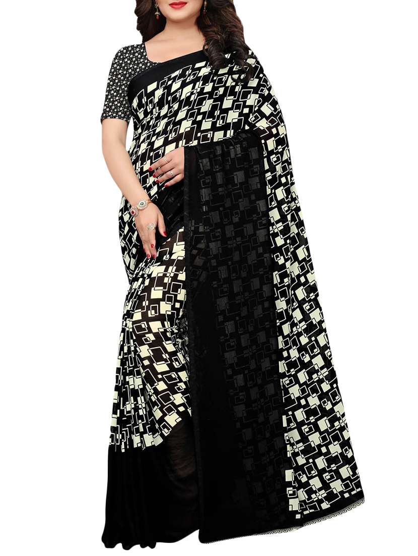 geometric printed saree with blouse