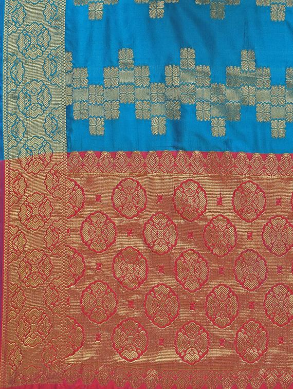 silk blend banarasi dupatta with fringes - 16046075 - Standard Image - 1