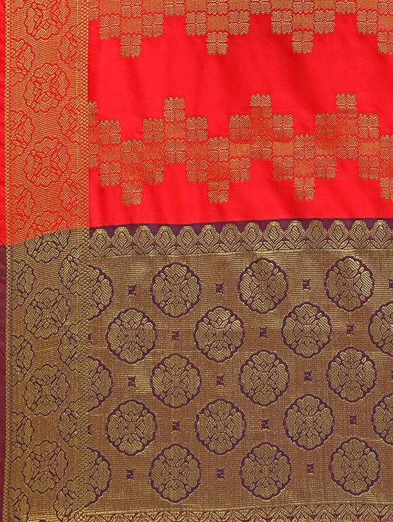 silk blend banarasi dupatta with fringes - 16046080 - Standard Image - 1