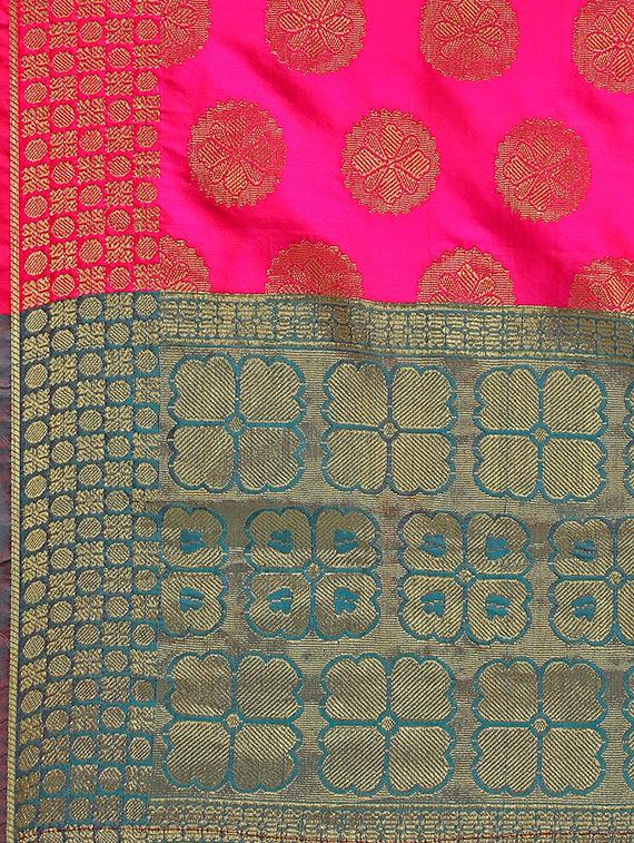 silk blend banarasi dupatta with fringes - 16046085 - Standard Image - 1