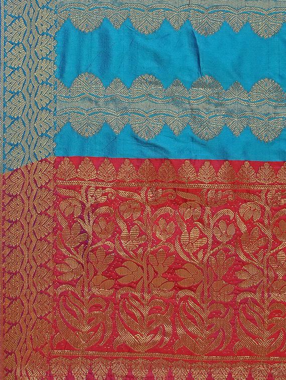 silk blend banarasi dupatta with fringes - 16046087 - Standard Image - 1