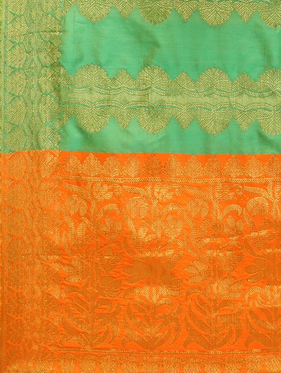 green banarasi dupatta with fringes  - 16046088 -  Standard Image - 1