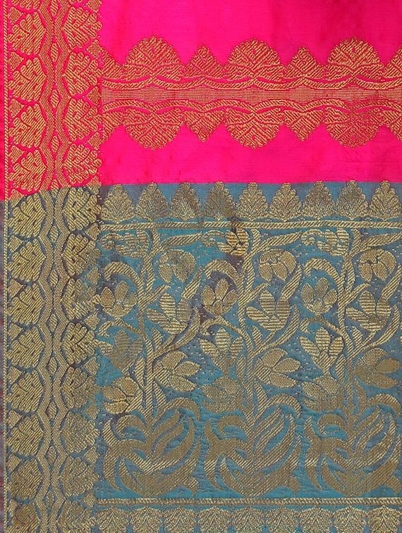 silk blend banarasi dupatta with fringes - 16046091 - Standard Image - 1