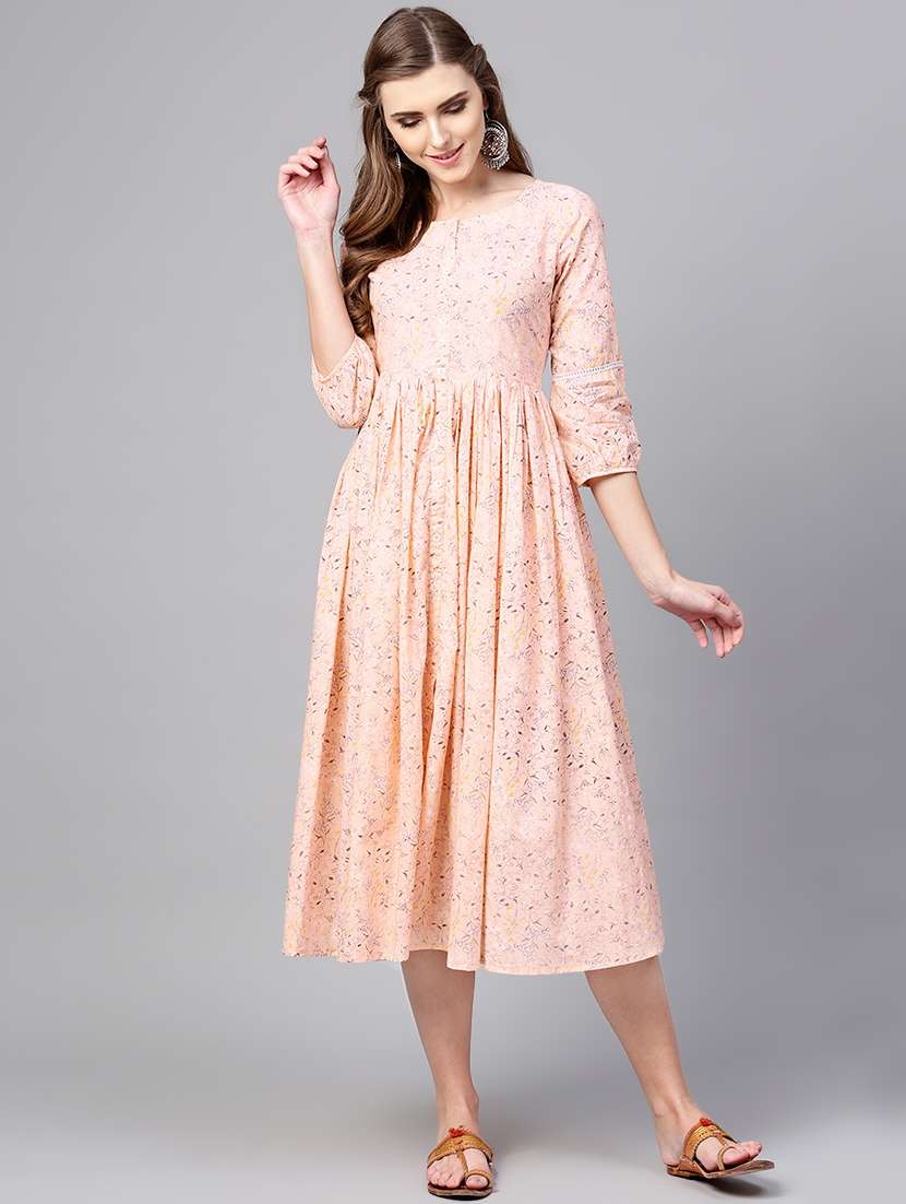 peach flared dress