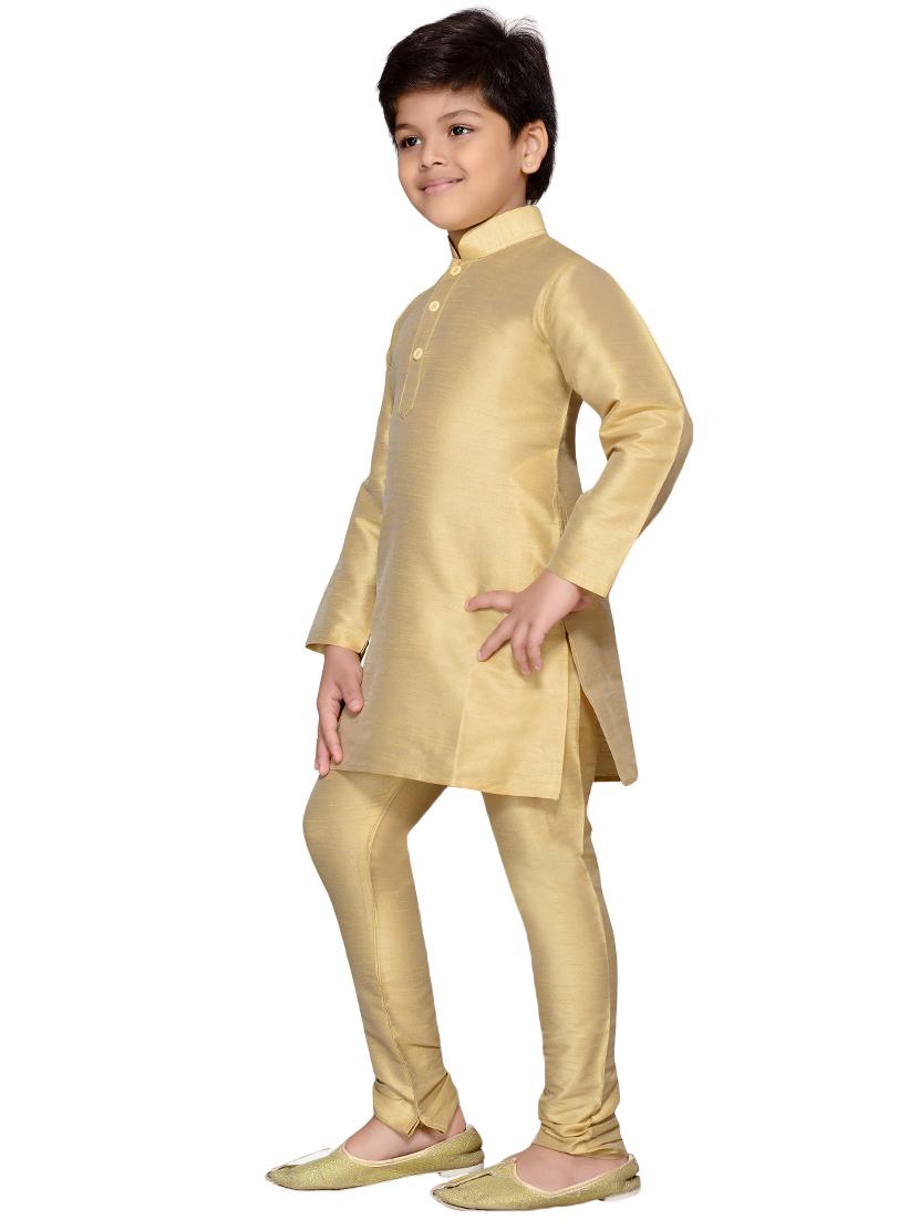 beige silk kurta set - 16047658 - Standard Image - 1