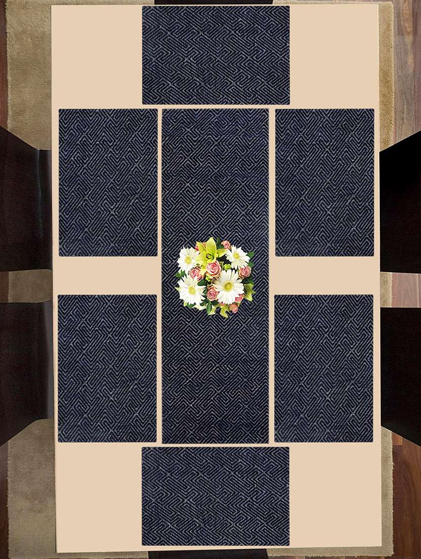 viscose dining table kitchen placemats, 6 mat -33x45cm, 1 runner 33x120 cm (set of 7)