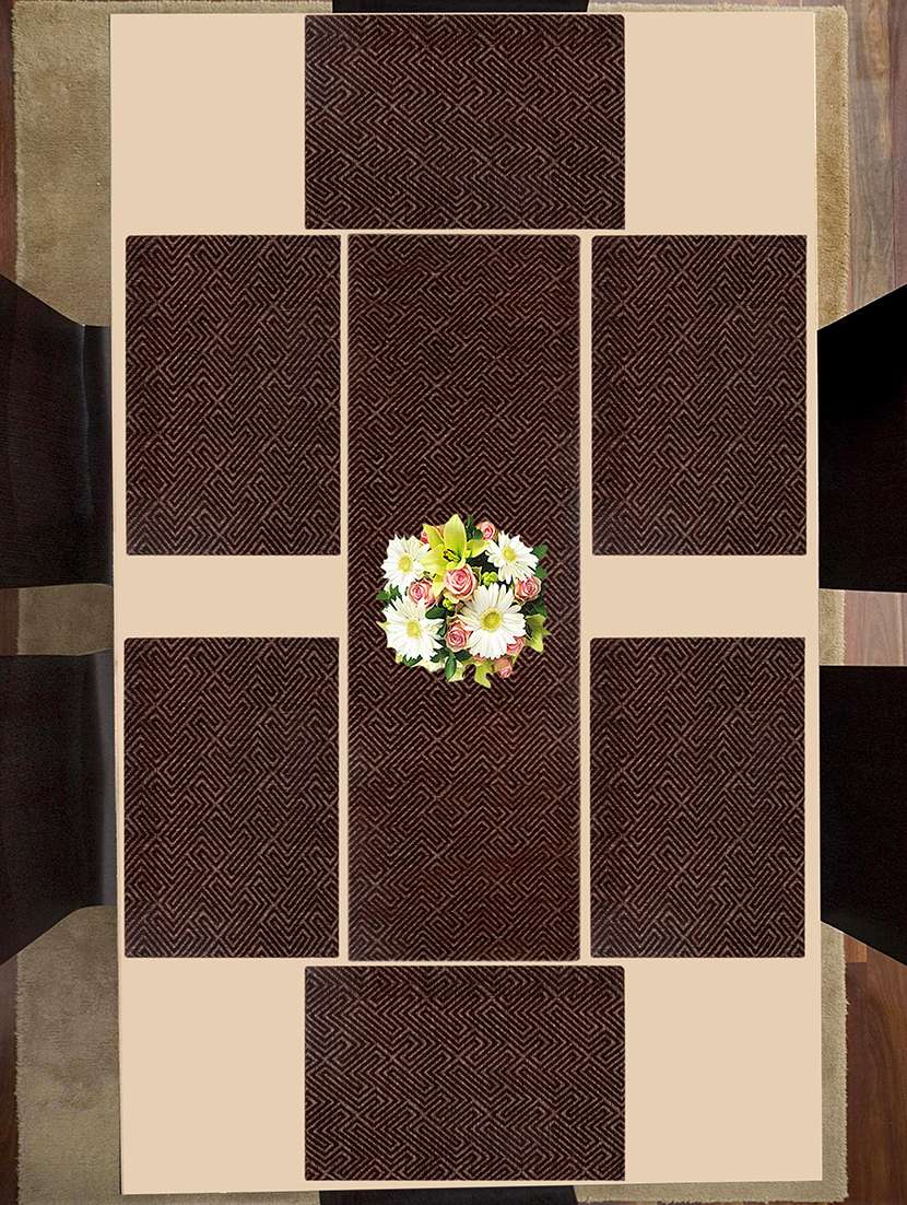 viscose dining table kitchen placemats, 6 mat -33x45cm, 1 runner 33x120 cm (set of 7)