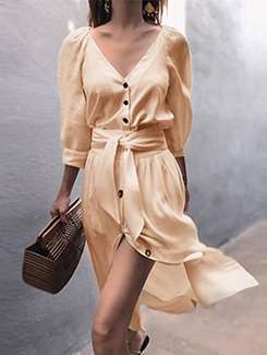 tie front button up dress