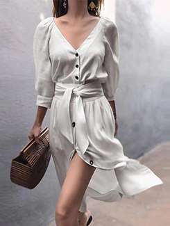 tie front button up dress