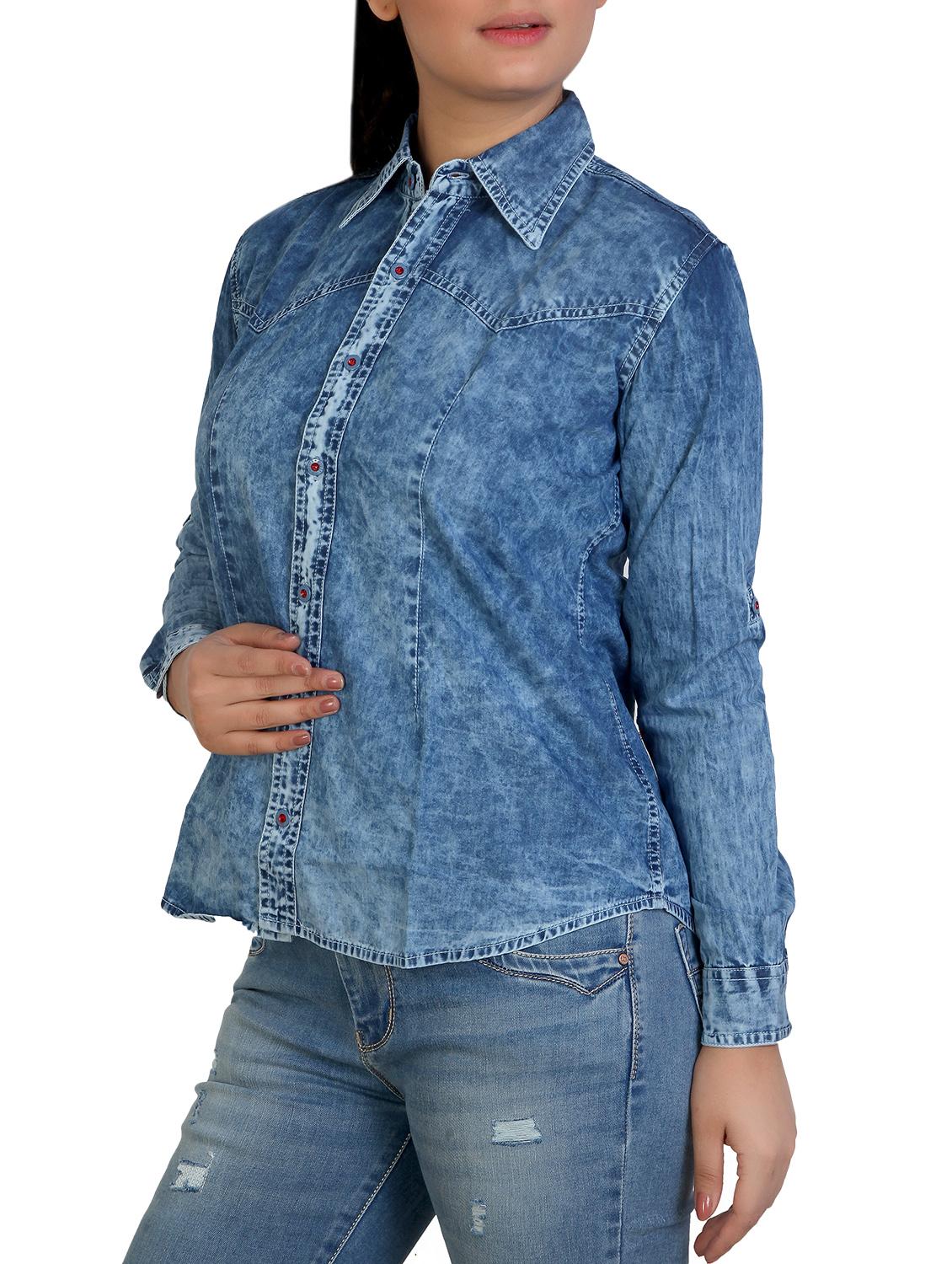 acid washed denim shirt - 16051582 - Standard Image - 1