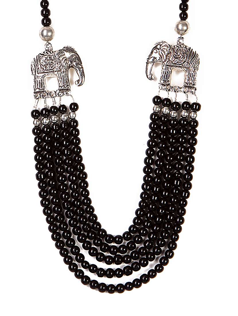 black metal long necklace